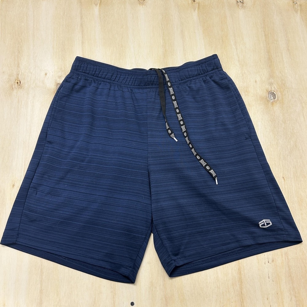 Tapout Shorts Mens Large Blue Jersey Athletic Gym Running Drawstring Training